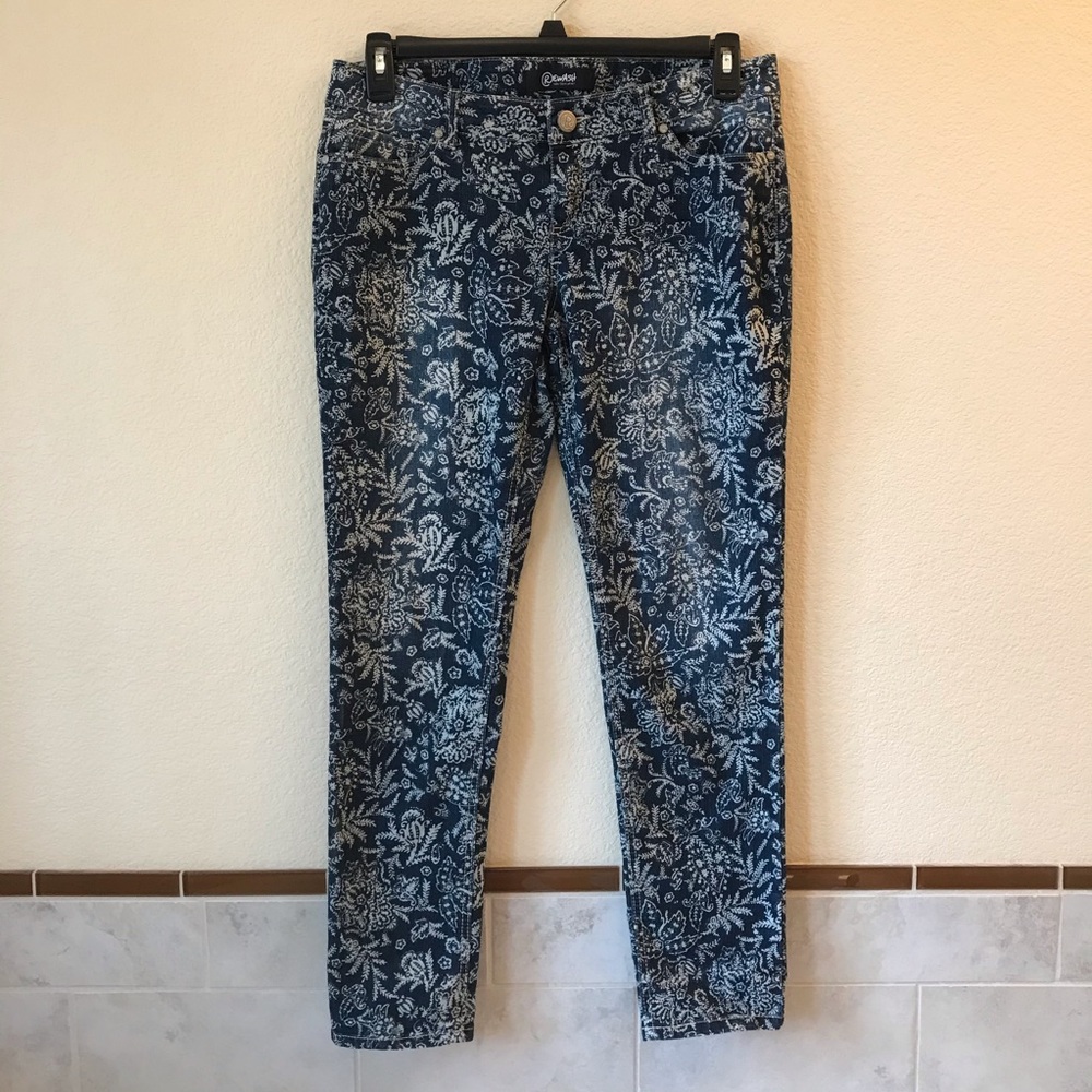 Rewash Denim Blue Jeans Womens Size 9 White Floral All Over Print